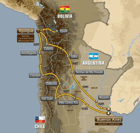 Compétition 4x4 - Dakar 2015 - Itinéraire