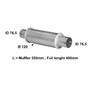 Universal muffler 120 x 250 out 76.5