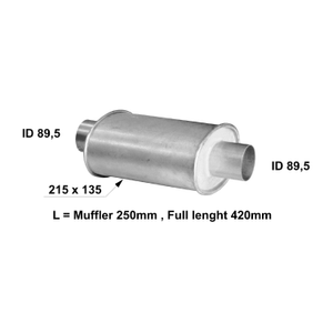 Universal muffler 215 x 135 x 250 out 89.5mm
