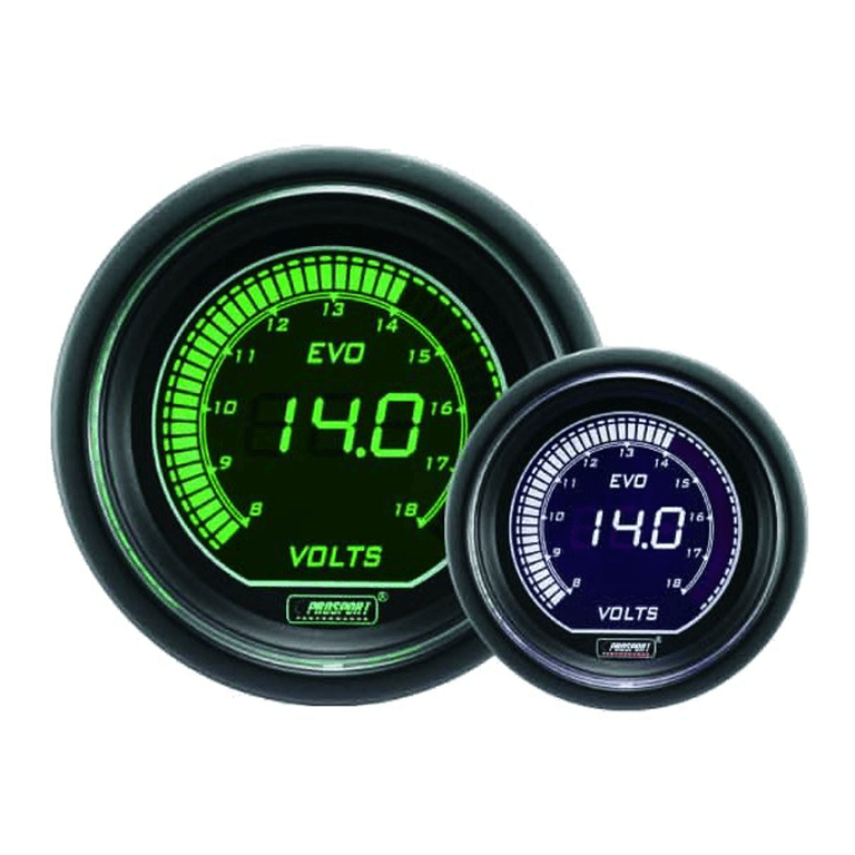 PROSPORT 52mm - voltímetro digital - blanco/verde