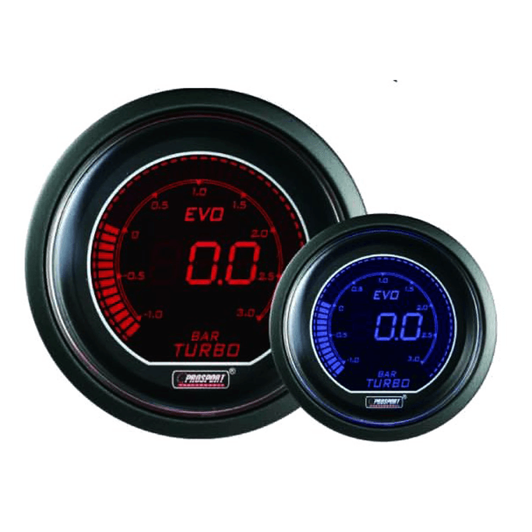 Manomètre ProSport pression turbo 52mm - EVO - Bleu/Rouge