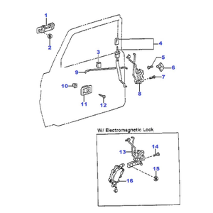 Door - lock button and rod assembly